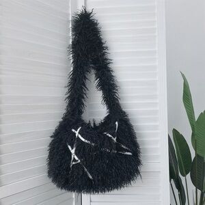 Black and White Textured Women's Bag